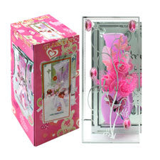 glass vase - pink - 10x19.5x7.5cm -- 24 per case