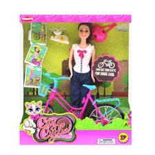 girl w bike and helmet- cat in window box -- 1 per box