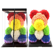 valentine rose bear rainbow with white heart 14 in -- 1 per box