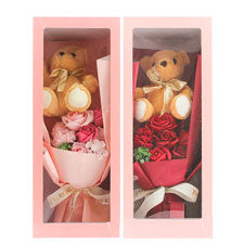 vi flower bouquet with big bear - assorted colors -- 1 per box