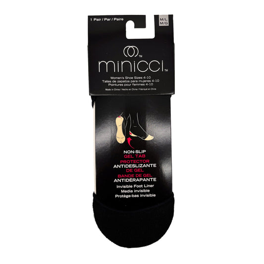 minicci 1 pack black hourglass liner socks size m l 4-10 -- 100 per box