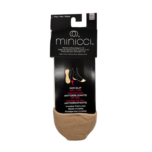 minicci 1 pack nude hourglass liner socks size m l 4-10 -- 100 per box