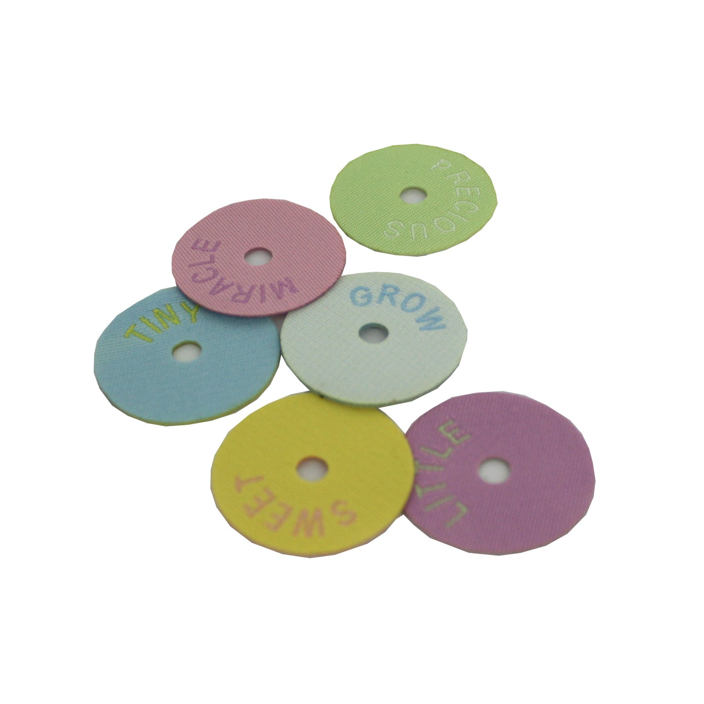 baby themed woven washer tags -- 139 per box