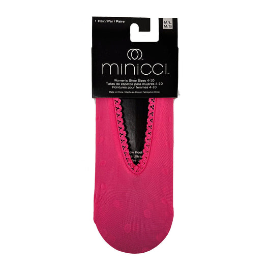 minicci 1 pack pink sheer dot liner socks size m l 4-10 -- 100 per box