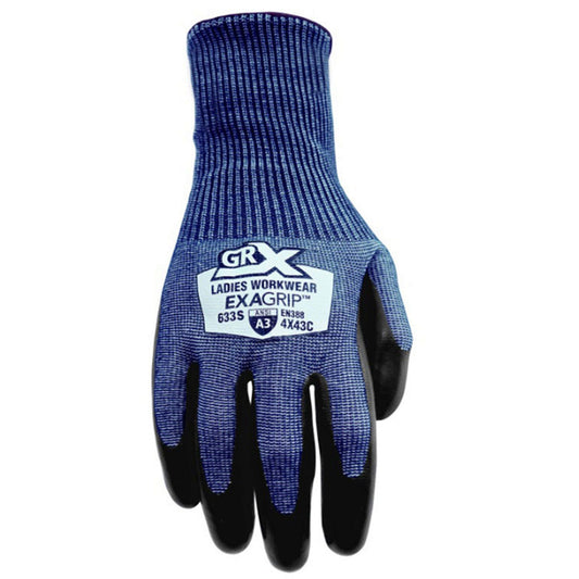 grx all season exa grip ladies workwear lw633 coated work gloves in display in size s -- 12 per case