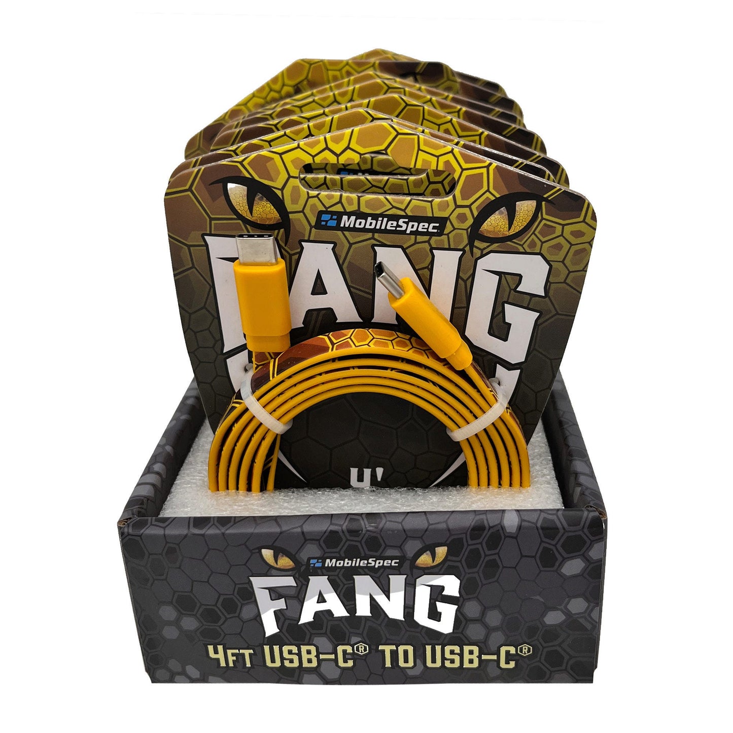 mobile spec fang 4 foot usb c to usb c cable in pdq display -- 16 per box