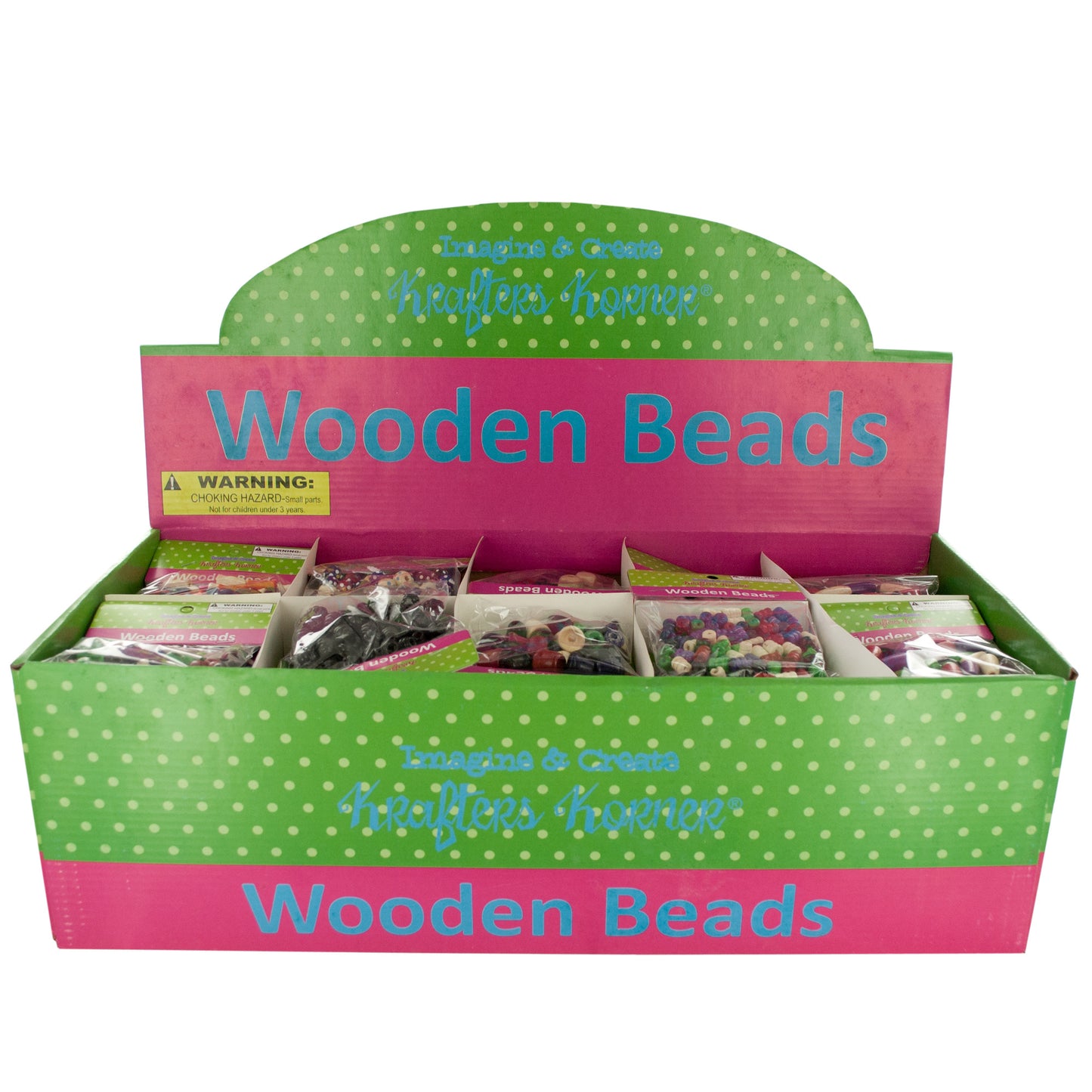 wooden beads counter top display - 150pc assortment - -- 36 per box