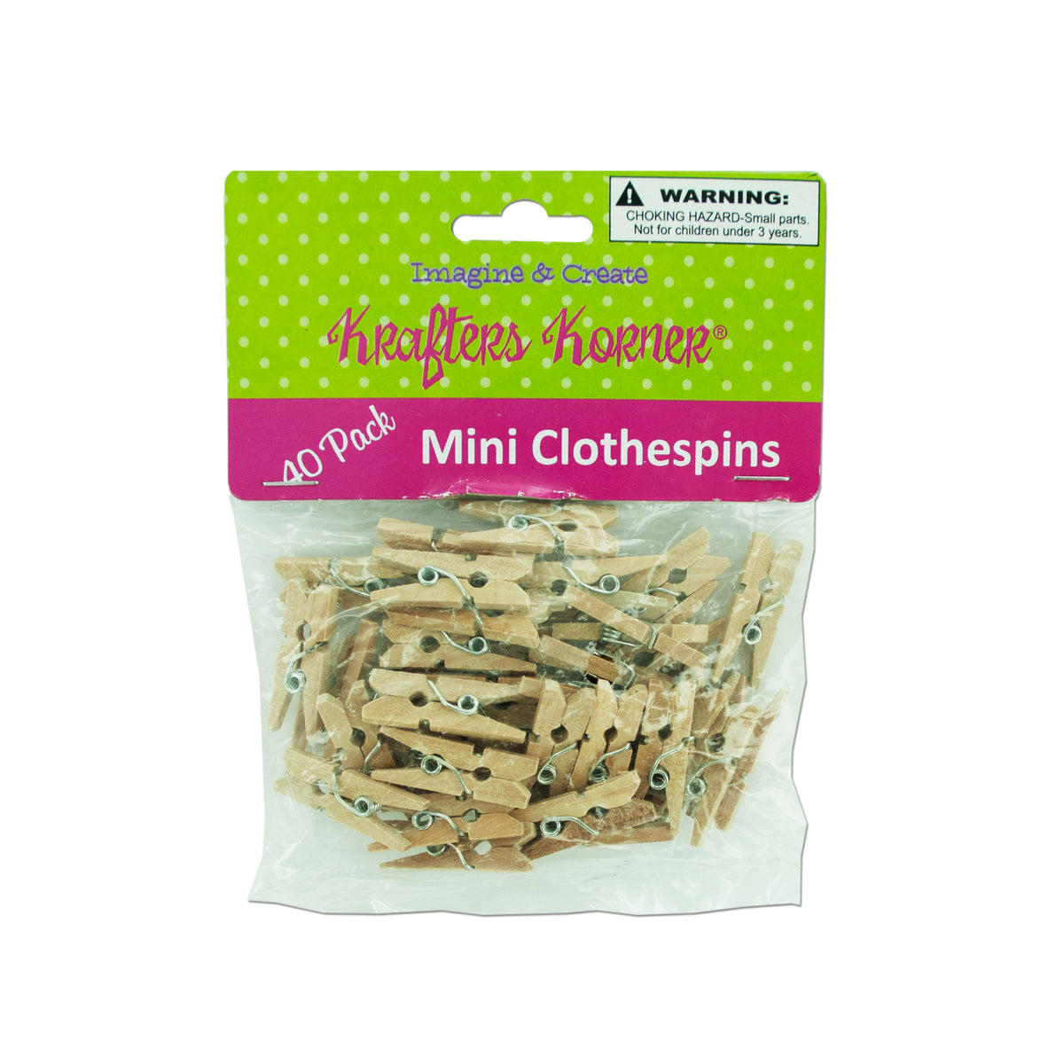 craft clothespins - miniature natural wood -- 34 per box