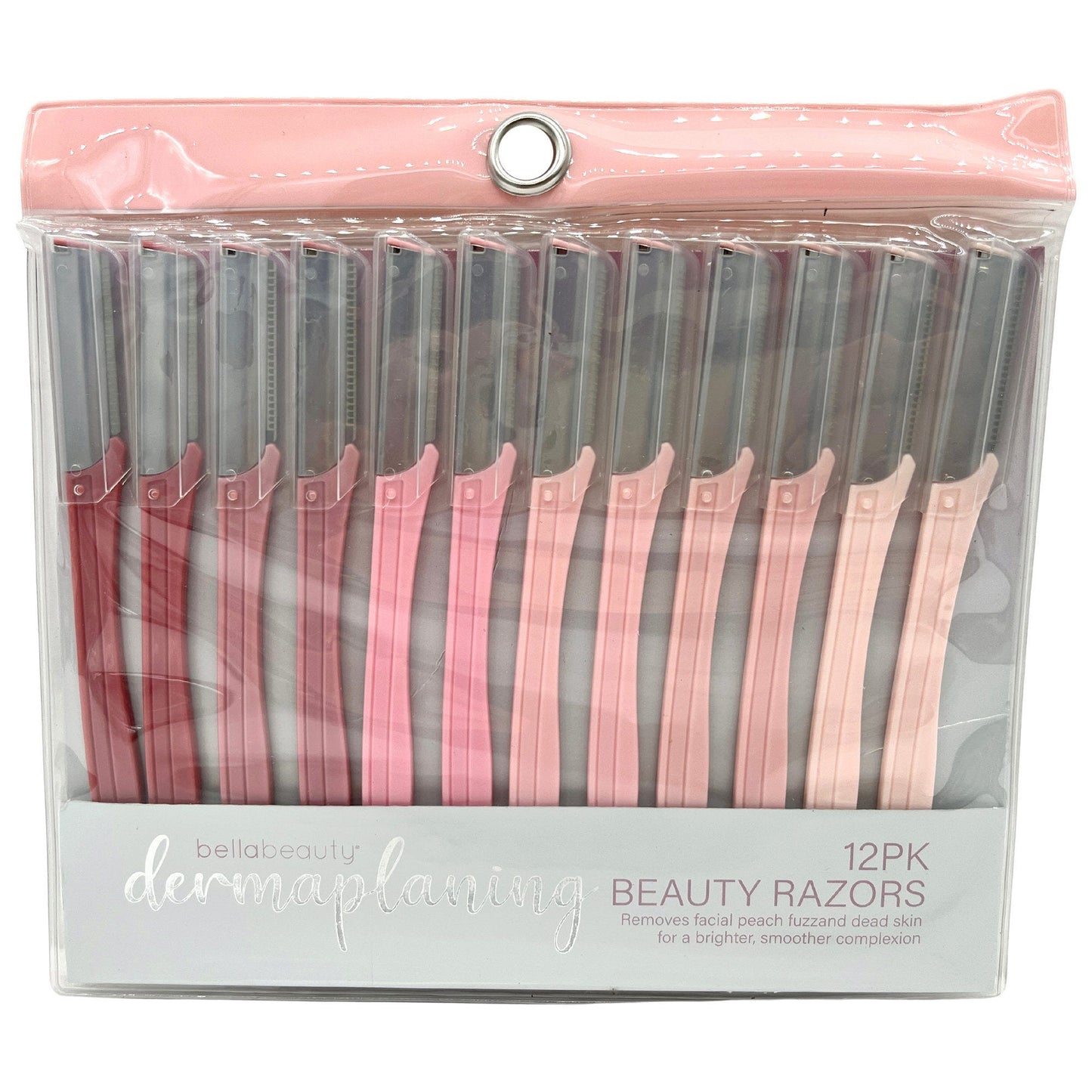 bella beauty 12 pack dermaplaning razors in blush mauve colors -- 60 per box