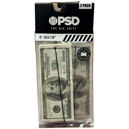 psd the big sniff 100 dollar bill 3 pack air freshener in new car scent -- 42 per box