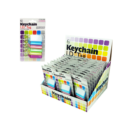 color coded key chain id tags display - 72 pieces -- 27 per box