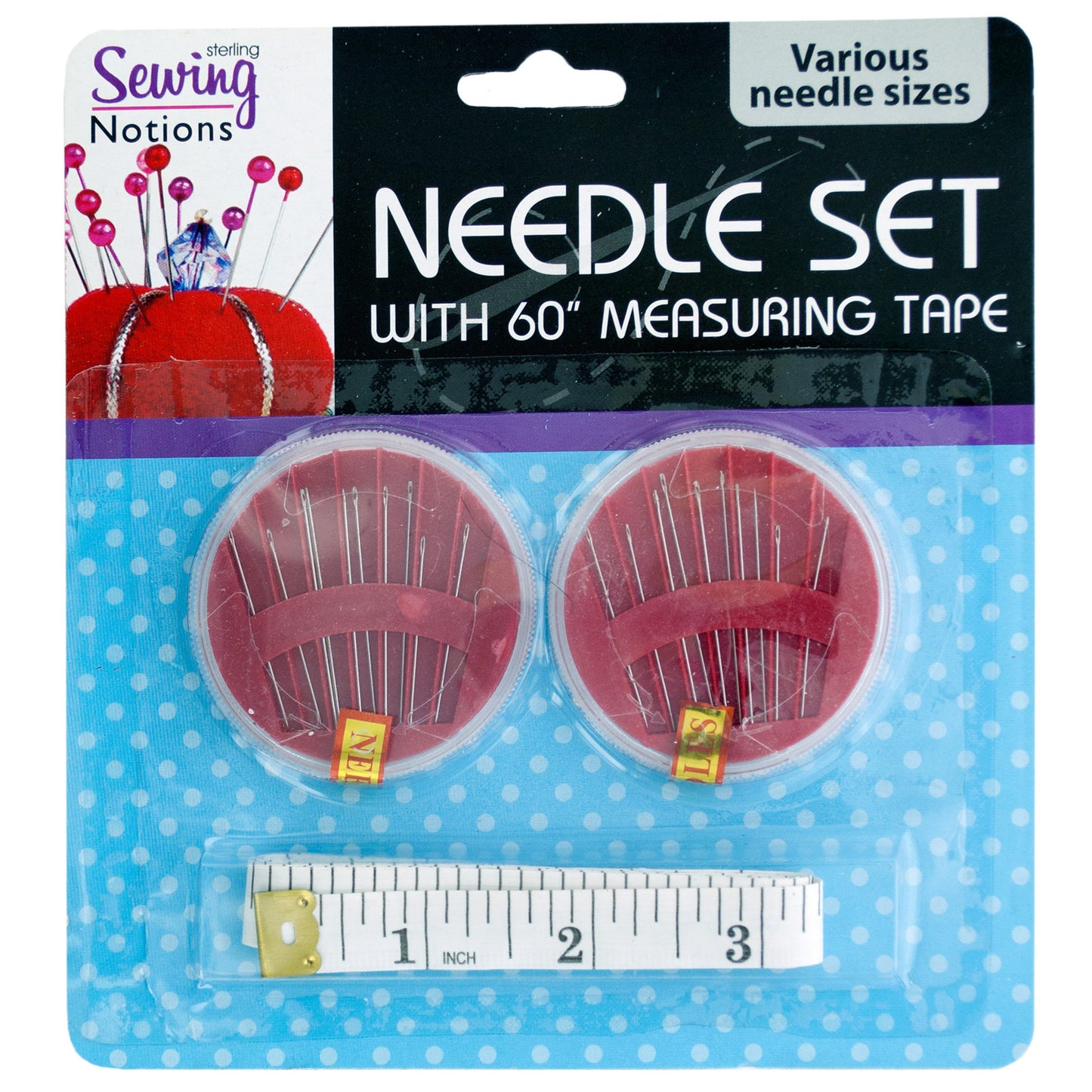 sewing needle sets - measuring tape included -- 36 per box