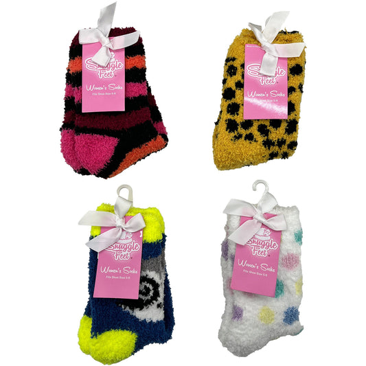 1 pack fuzzy socks in assorted designs size 9-11 -- 51 per box