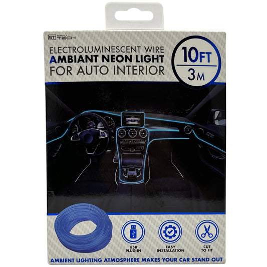 simply tech 10 foot electroluminescent wire interior car led strip in blue -- 10 per box