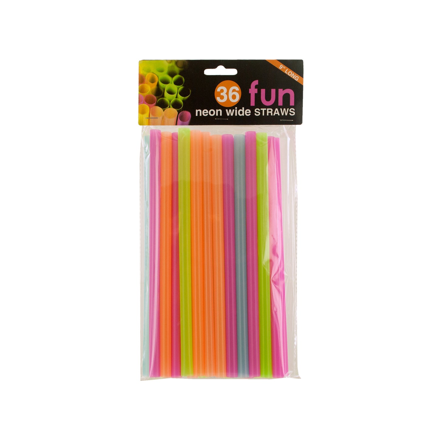 neon wide fun straws - - party supplies -- 28 per box