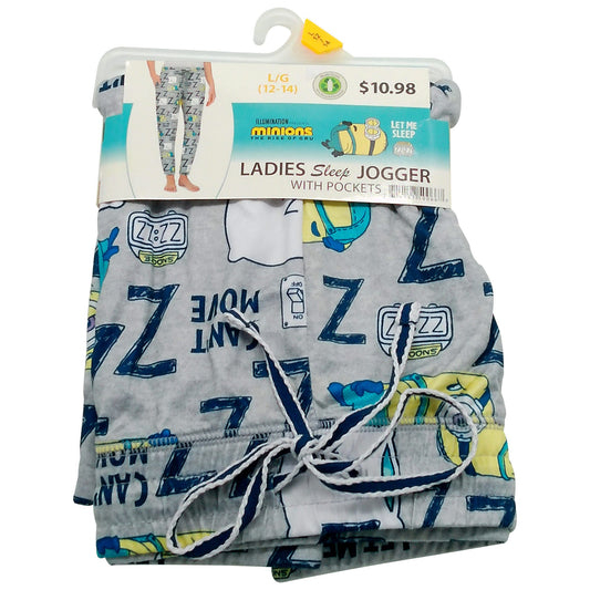 ladies minions 2 themed sleep joggers with pockets in large -- 12 per case