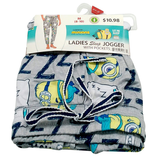 ladies minions 2 themed sleep joggers with pockets in medium -- 12 per case