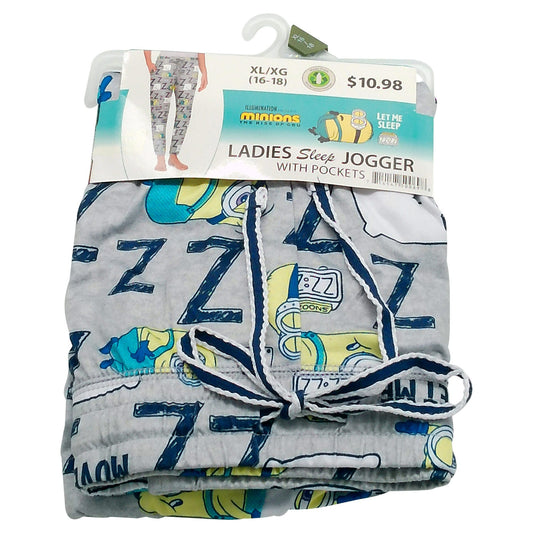 ladies minions 2 themed sleep joggers with pockets in extra large -- 12 per case