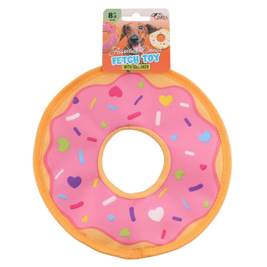 8.6 assorted donut nylon flying dog fetch toy with squeaker -- 24 per case