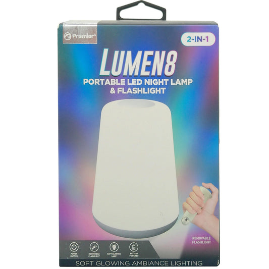 premier lumen8 2-in-1 portbale led night lamp and flashlight -- 24 per case