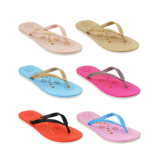 women s embossed flip flop sandals in assorted colors sizes 5-9 -- 60 per case