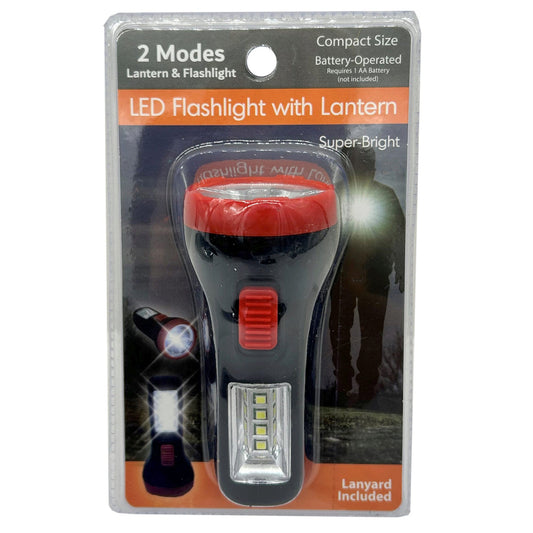 2 in 1 battery- operated led flashlight with lantern and lanyard -- 48 per case