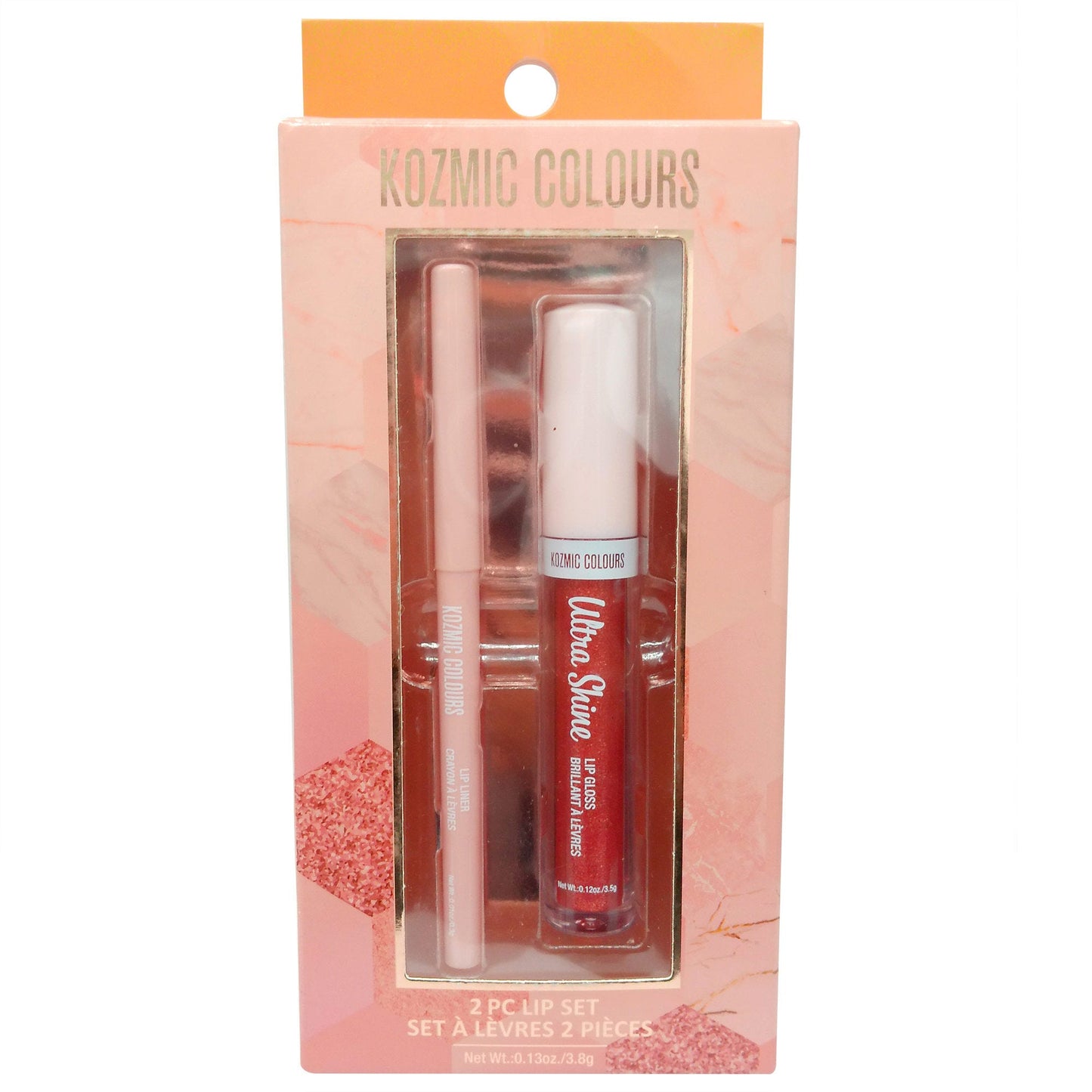 kozmic 2 piece colours lip gloss lip liner set in countertop display -- 28 per case