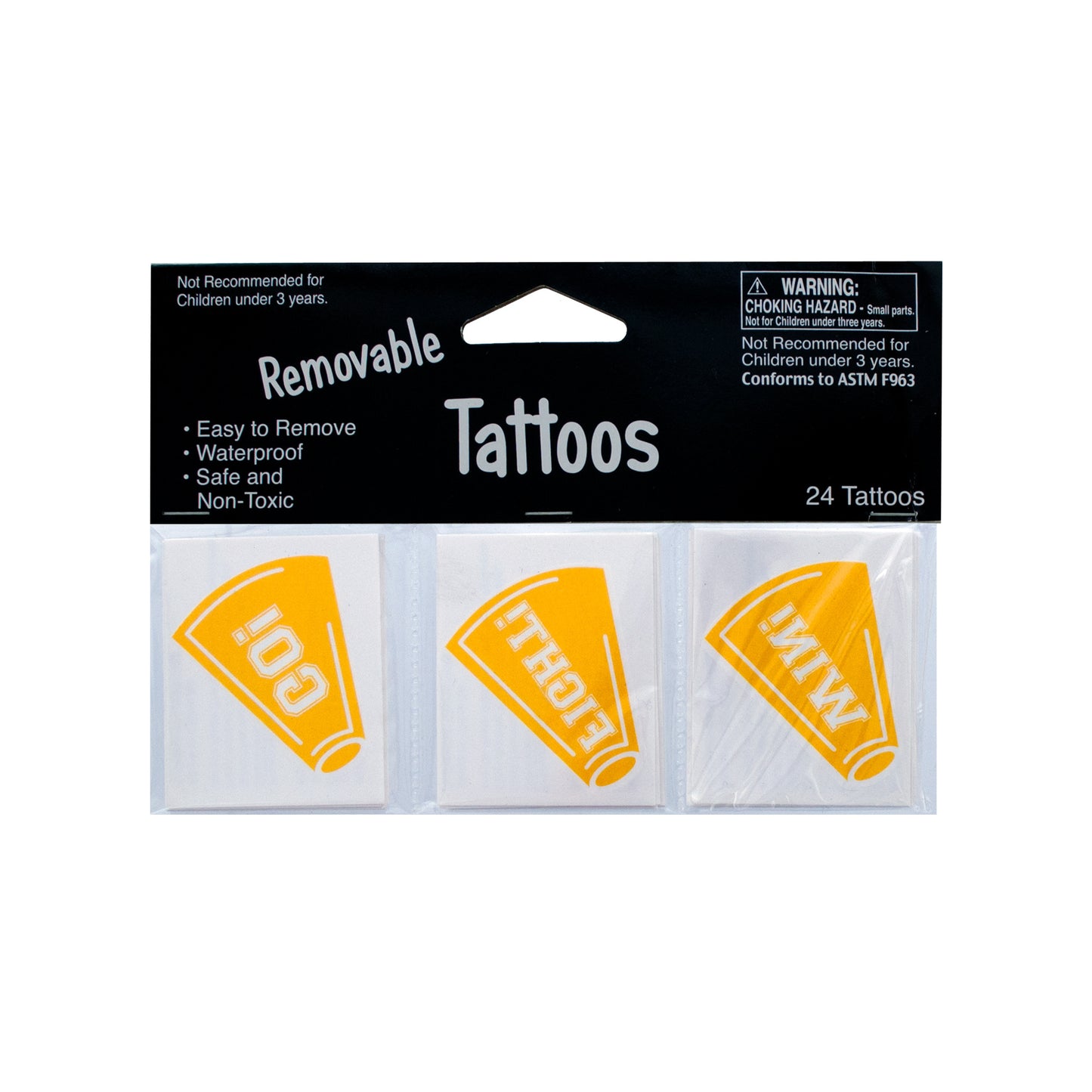 removable cheer tattoos - yellow -- 86 per box