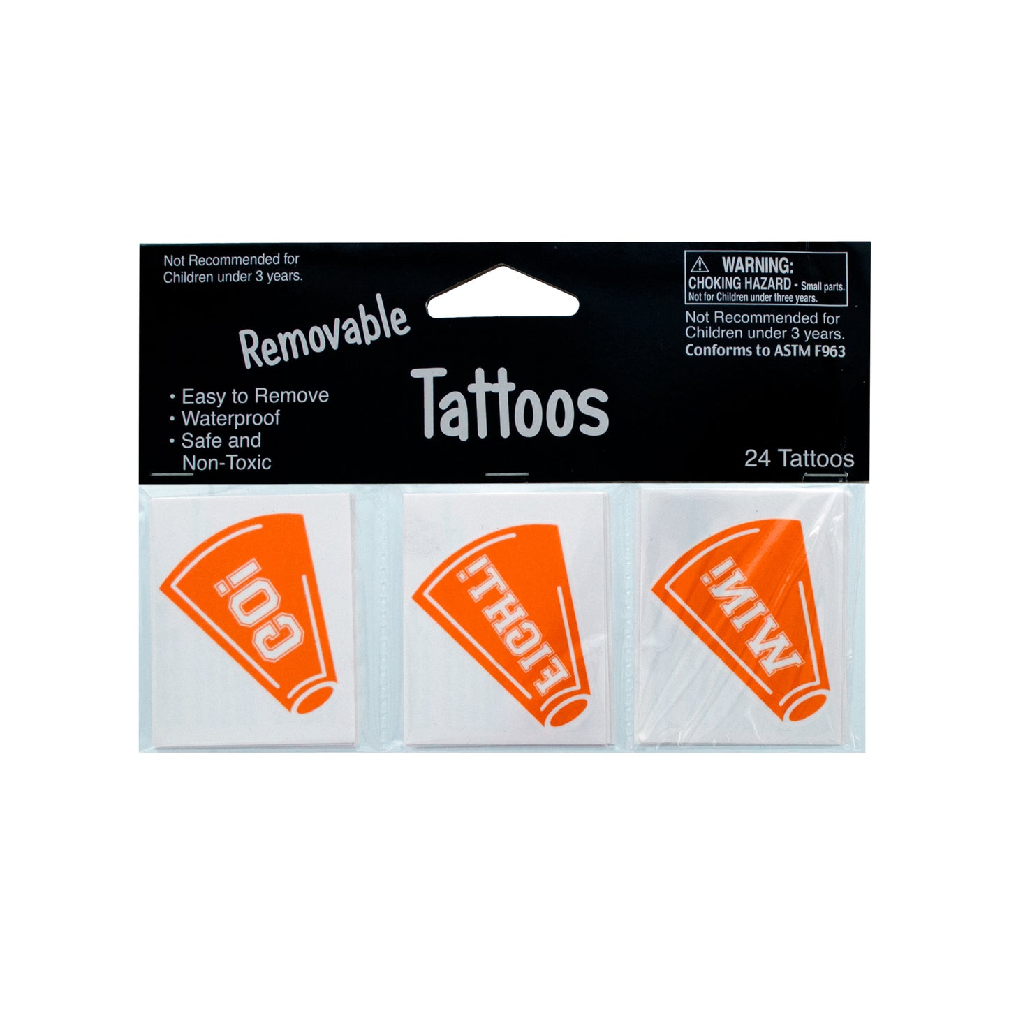 orange cheer tattoos - removable -- 86 per box
