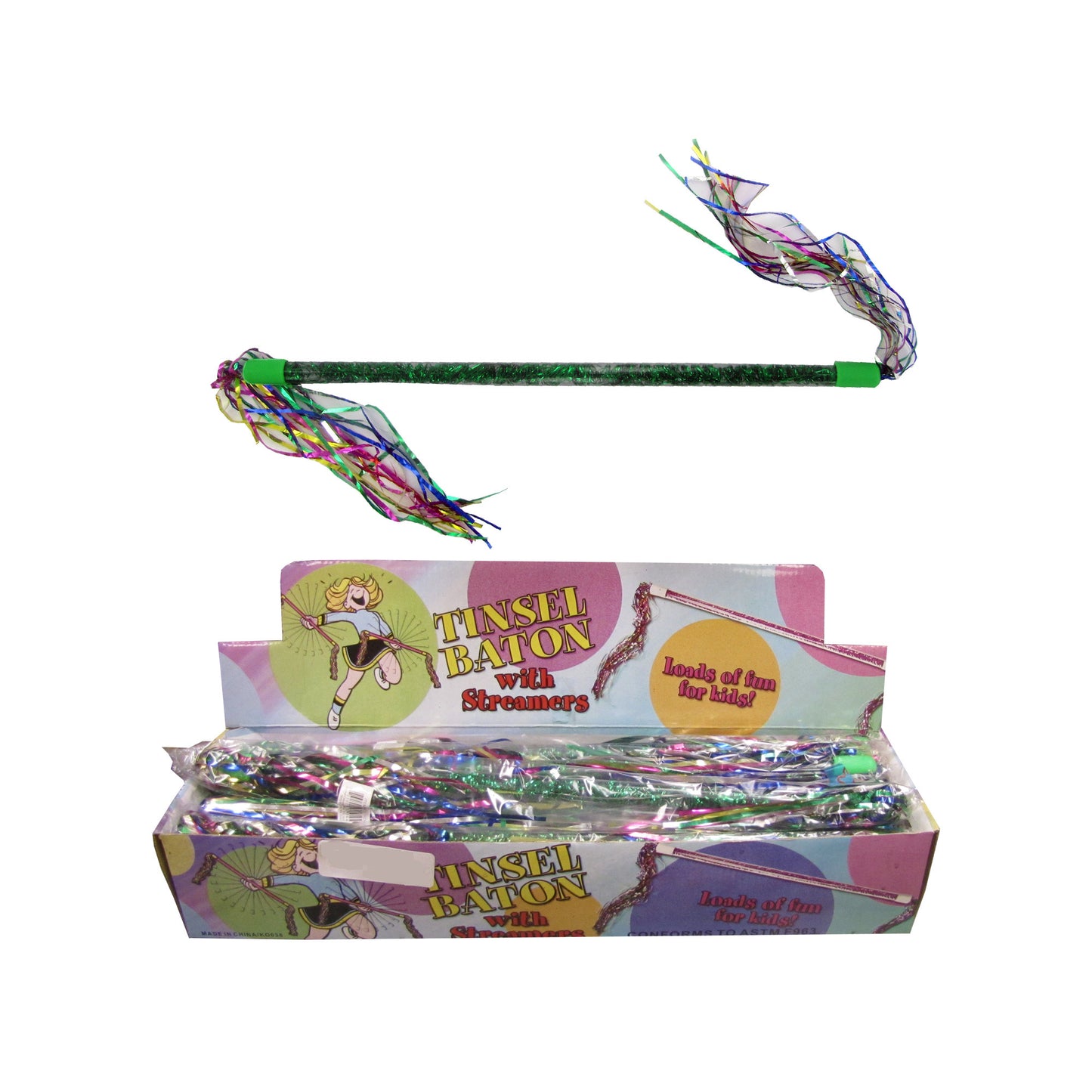 tinsel baton with streamers countertop display -- 48 per box