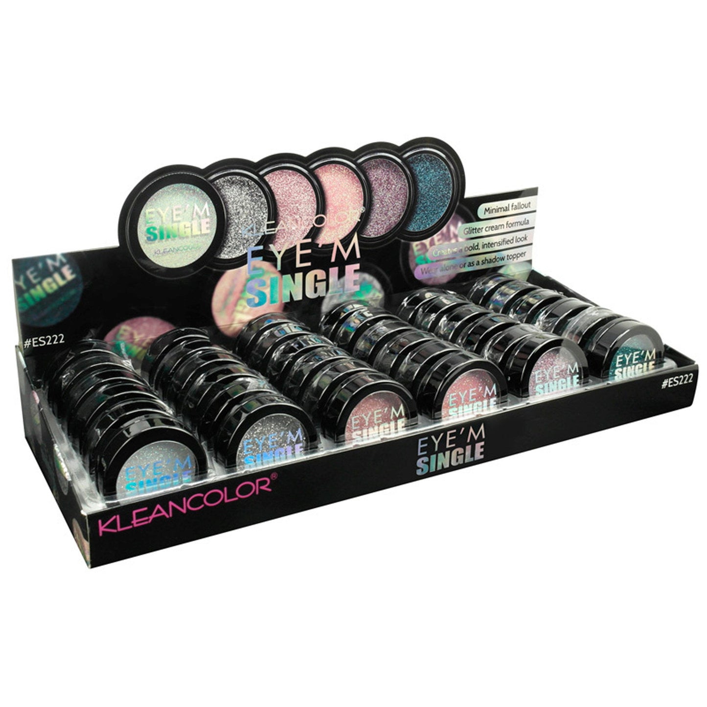 klean color eye m single glitter eyeshadow in display -- 72 per box