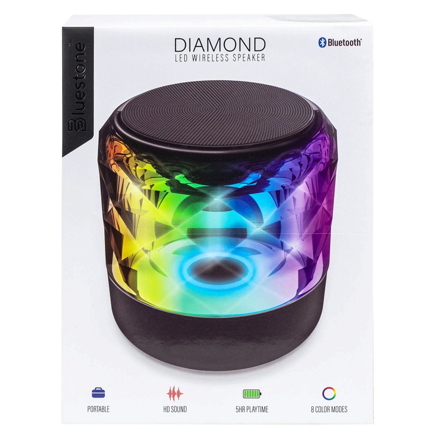 bluestone diamond led wireless bluetooth speaker with 8 light modes -- 6 per box