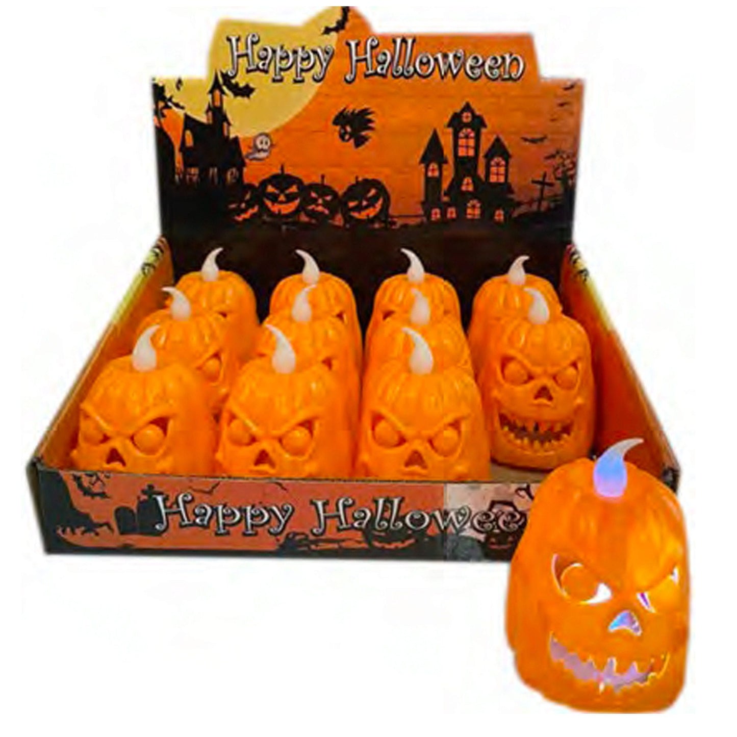 evil pumpkin flameless lamp countertop display -- 24 per box