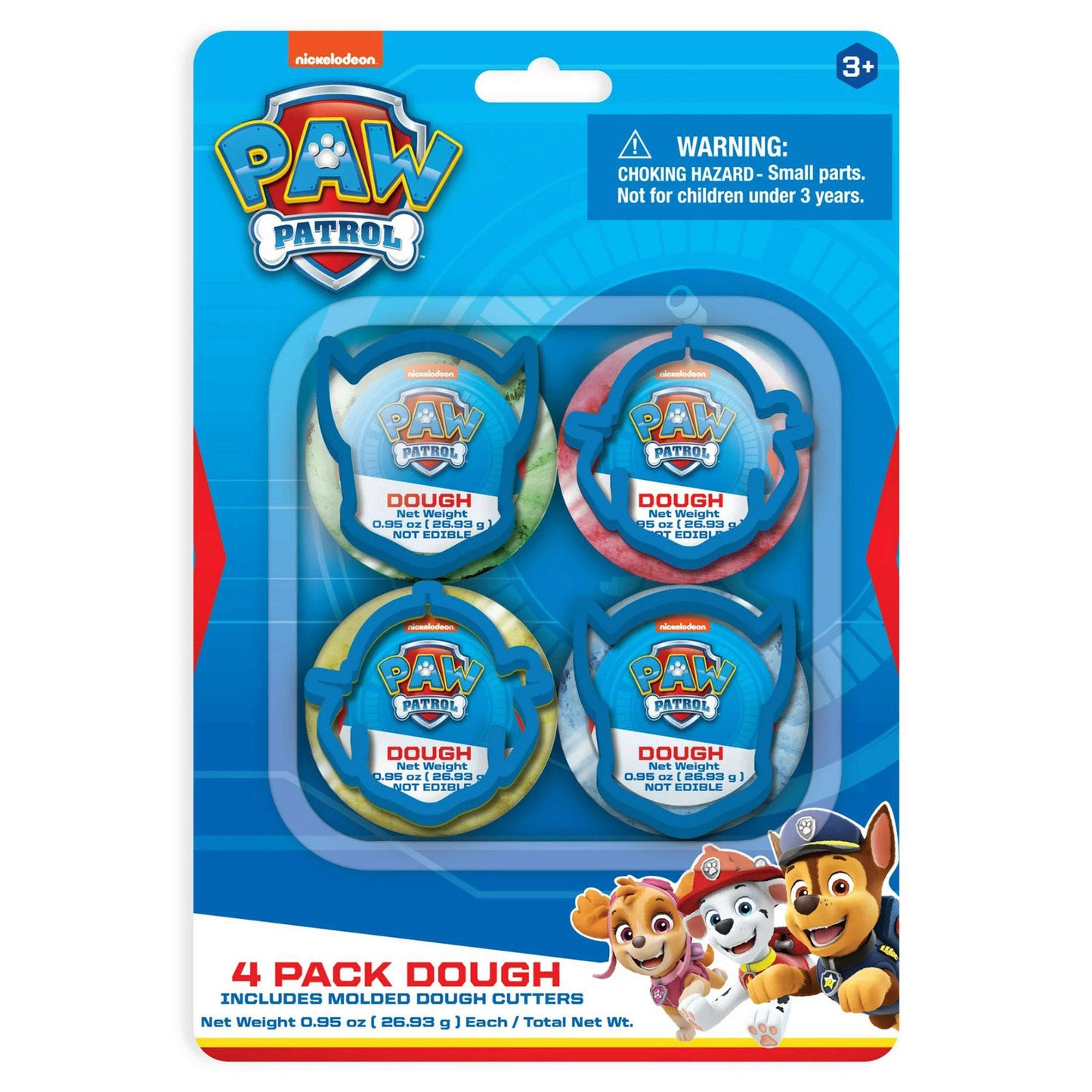 paw patrol 4 pack dough with 4 molded sand cutters -- 15 per box