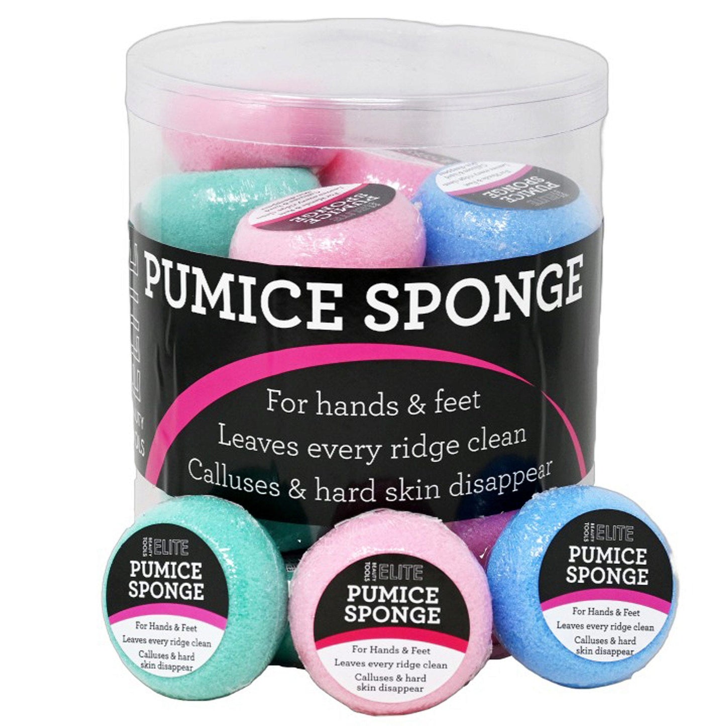 round pumice sponge for feet hands in display -- 72 per box