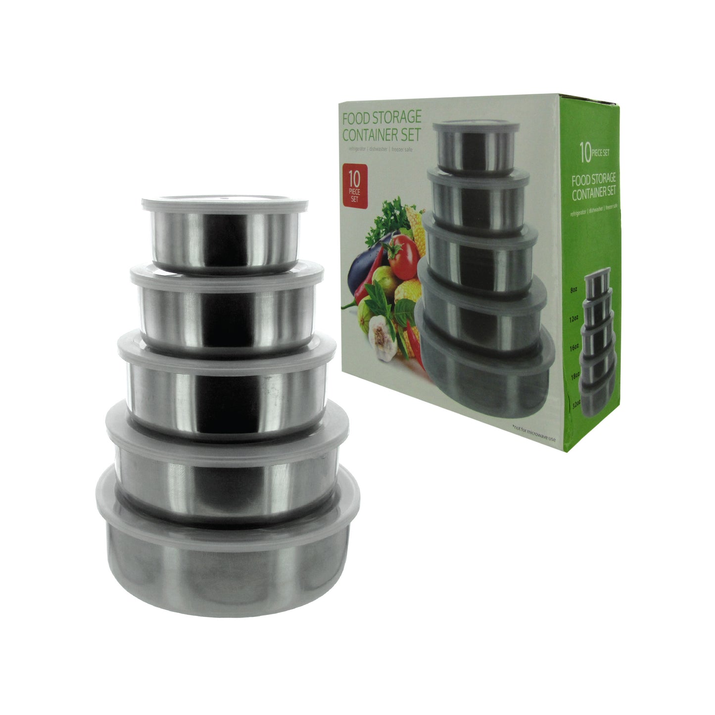 metal food storage container set - nesting -- 6 per box