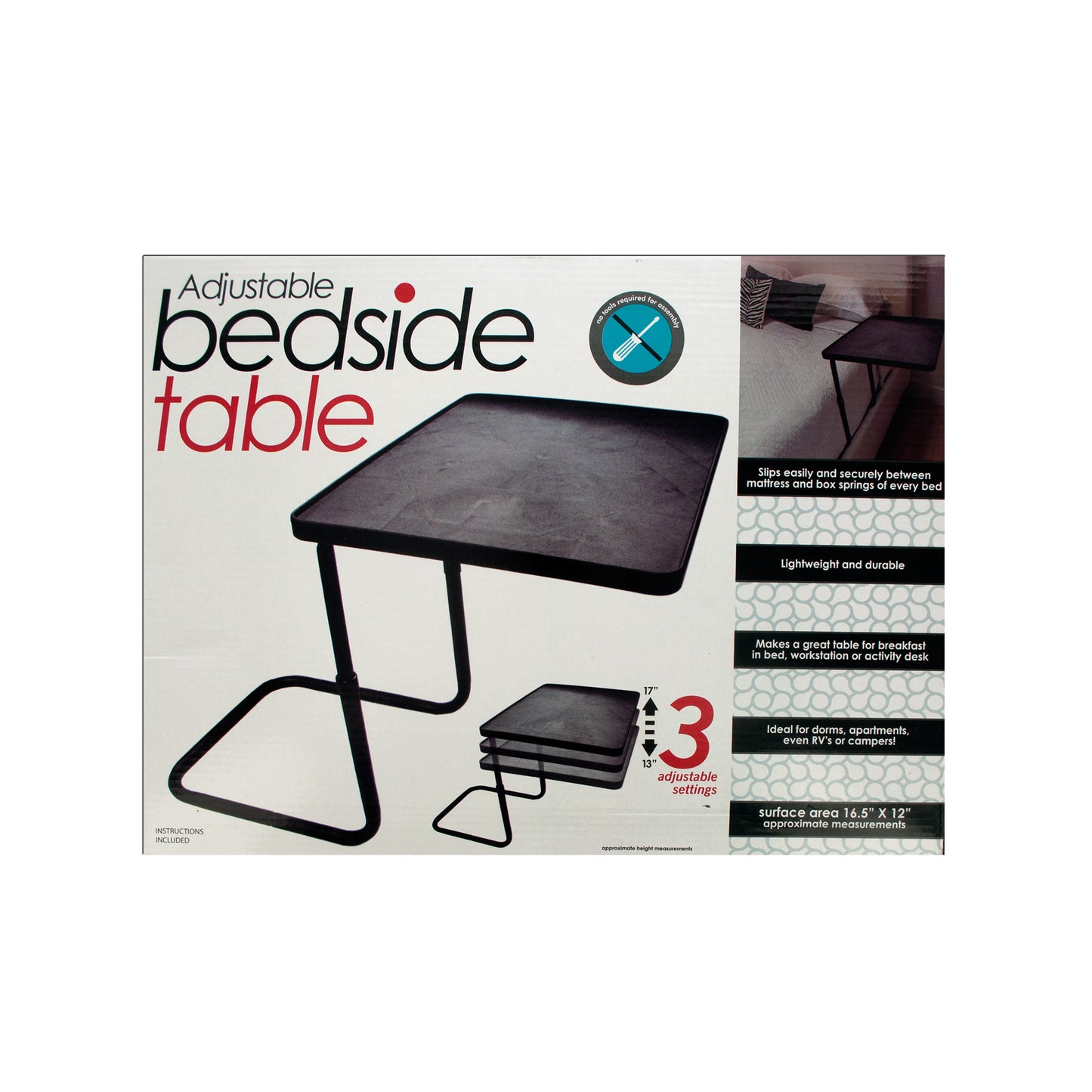 adjustable bedside table - - -- 2 per box