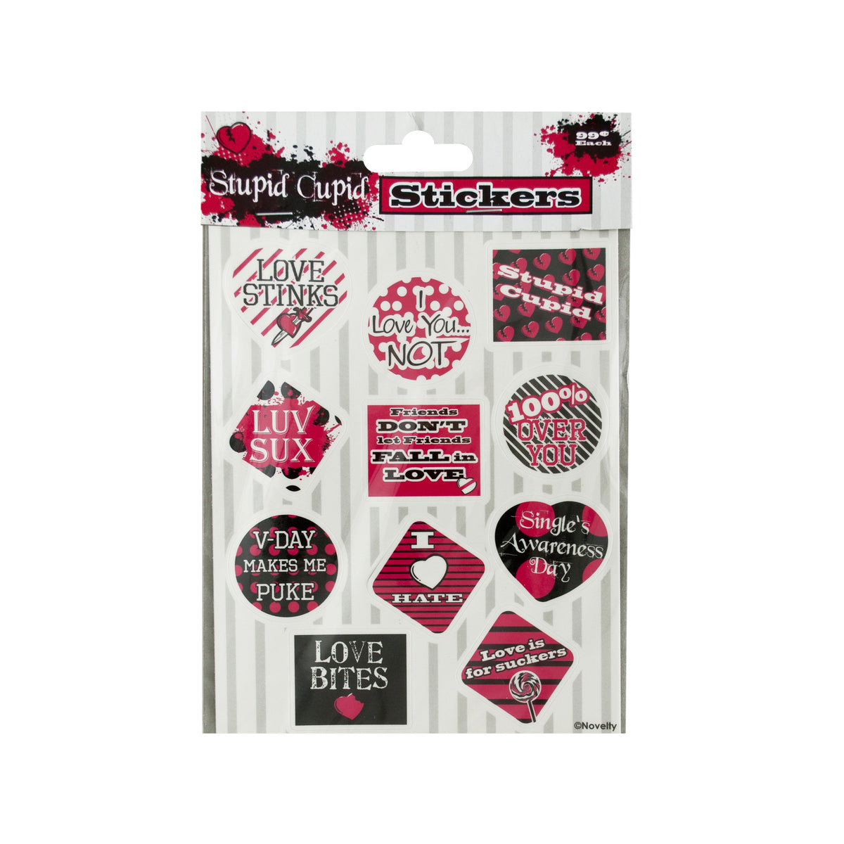 stupid cupid stickers - -- 100 per case