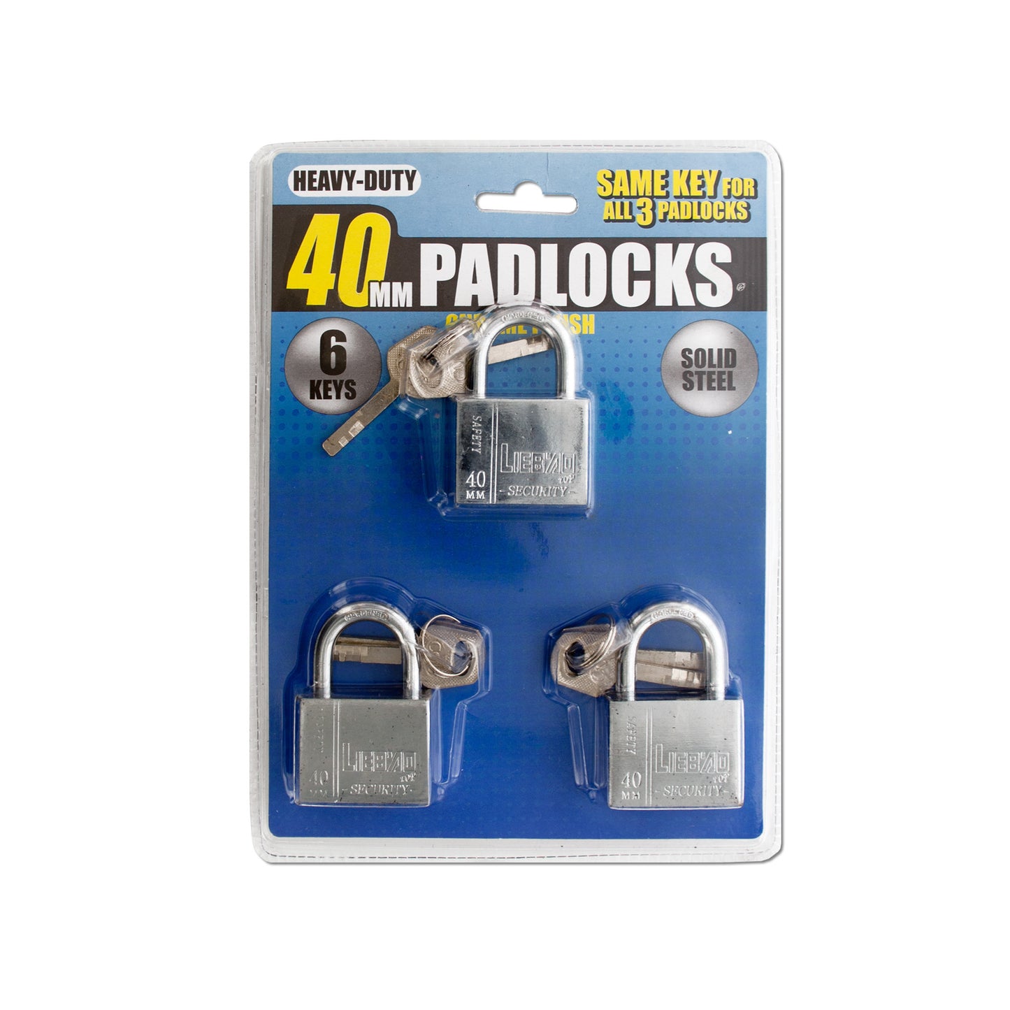 chrome finish steel padlocks - keyed alike -- 4 per box