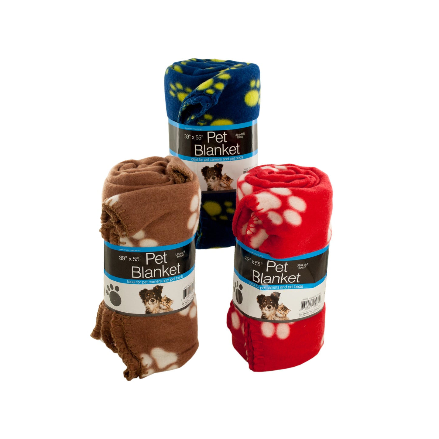 fleece paw print pet blankets - 18 pack - -- 5 per box