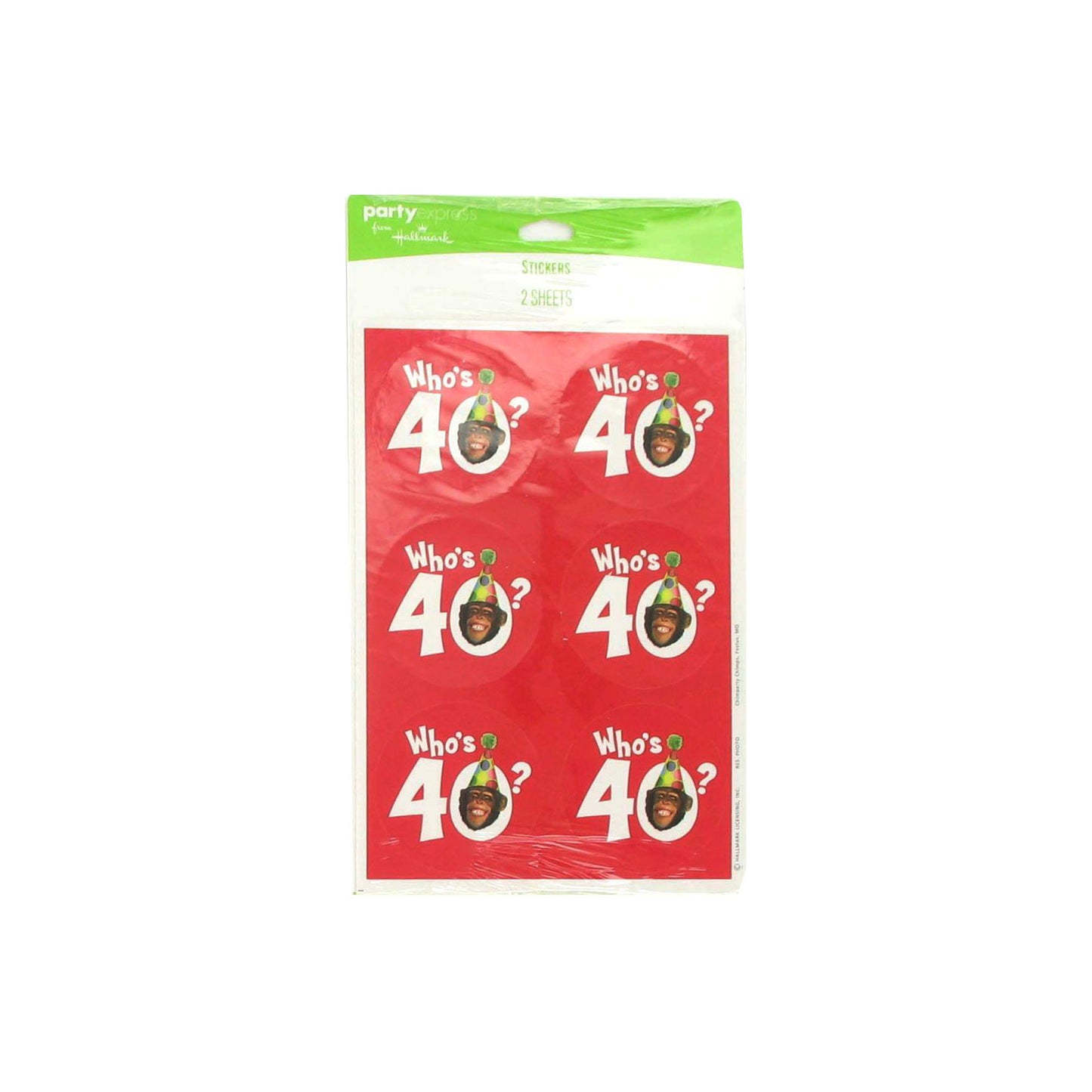 who's 40? monkey around stickers - bulk -- 166 per box
