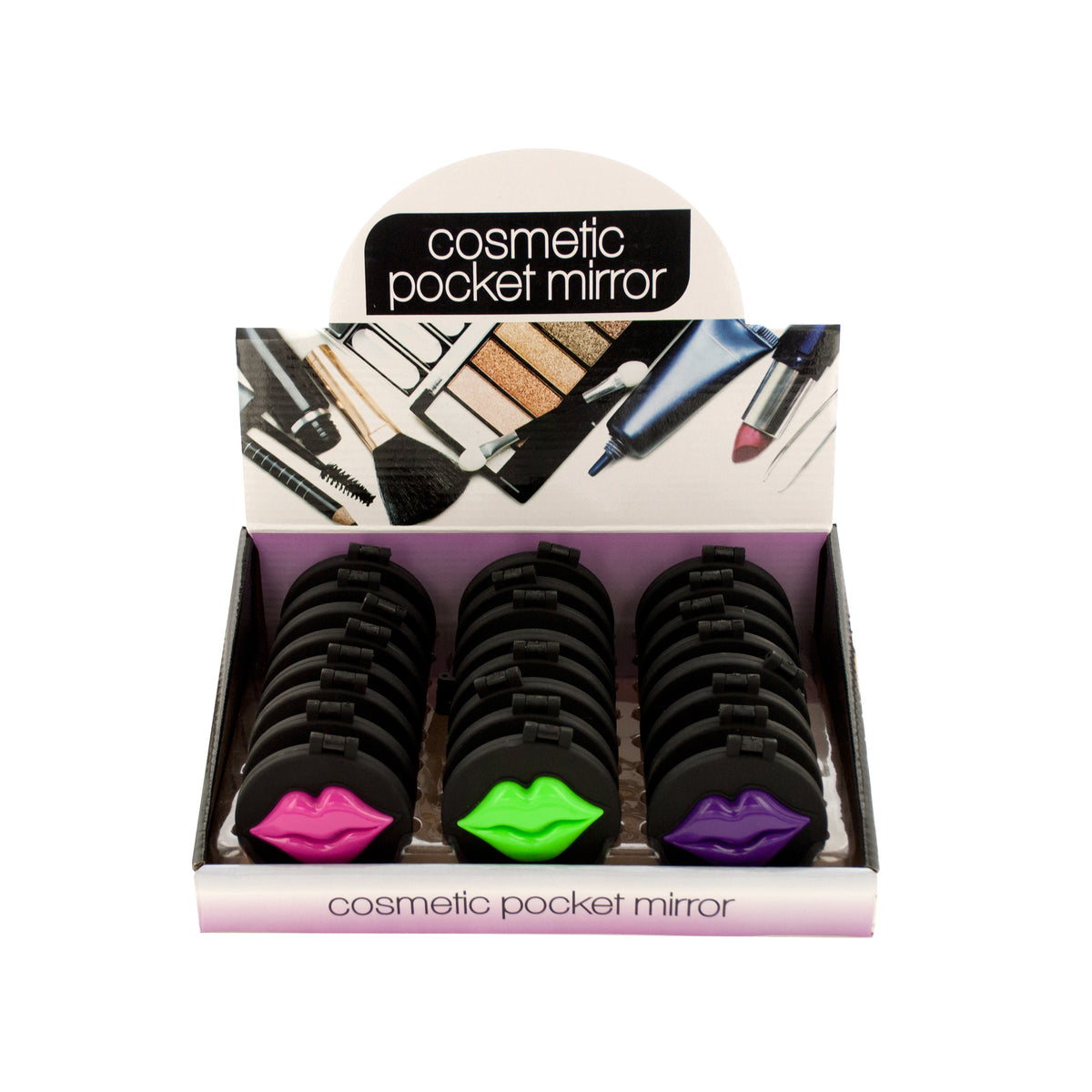 lips cosmetic pocket mirrors - display -- 25 per box