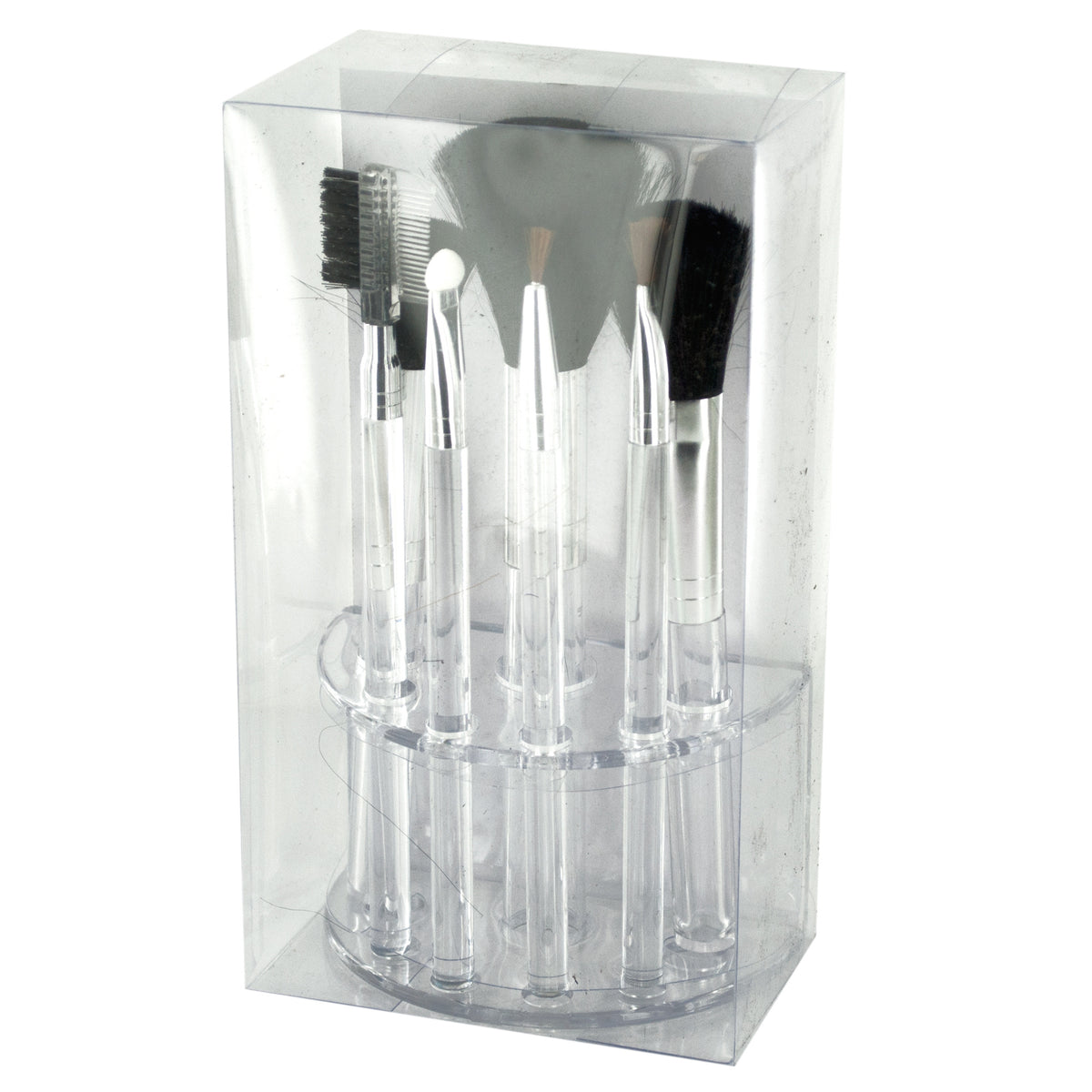 cosmetic brush set - clear - organizer case -- 11 per box