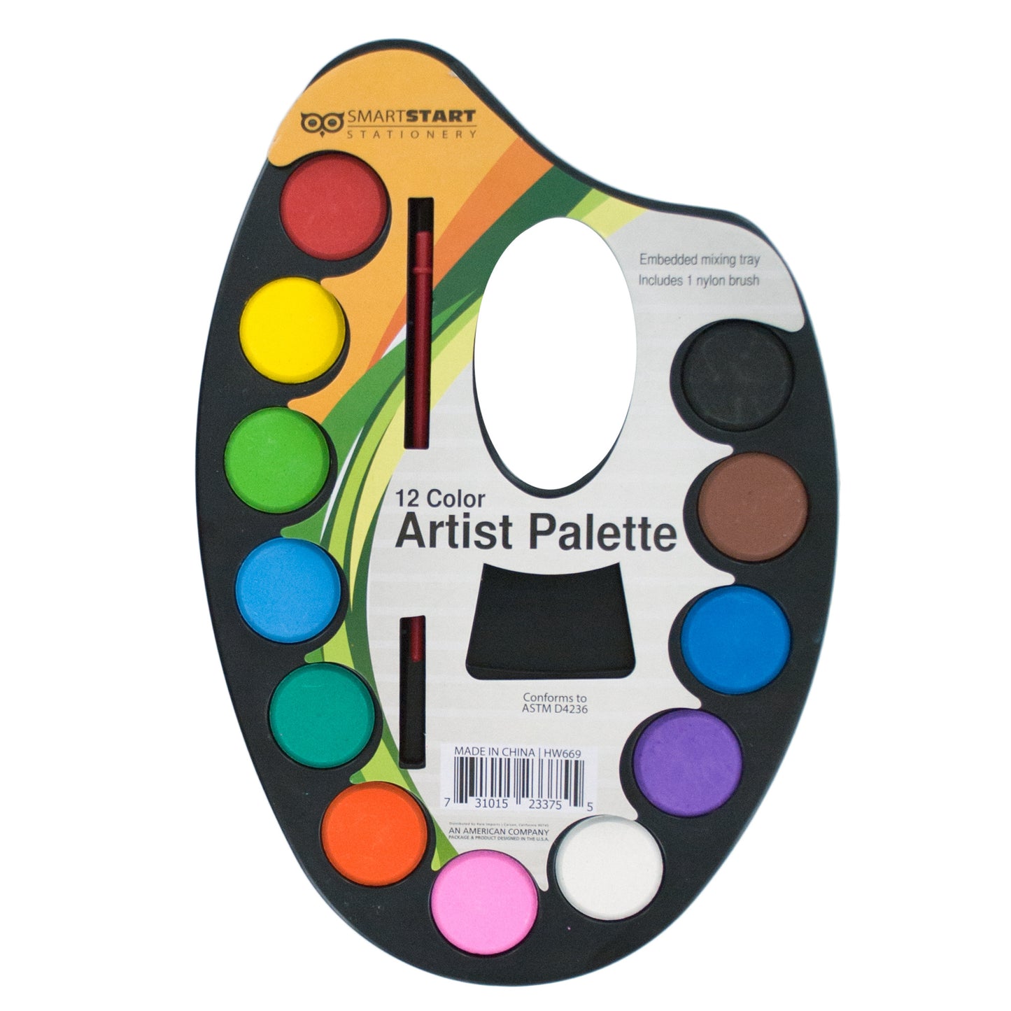 watercolor paint artist palette with mixing tray -- 20 per box