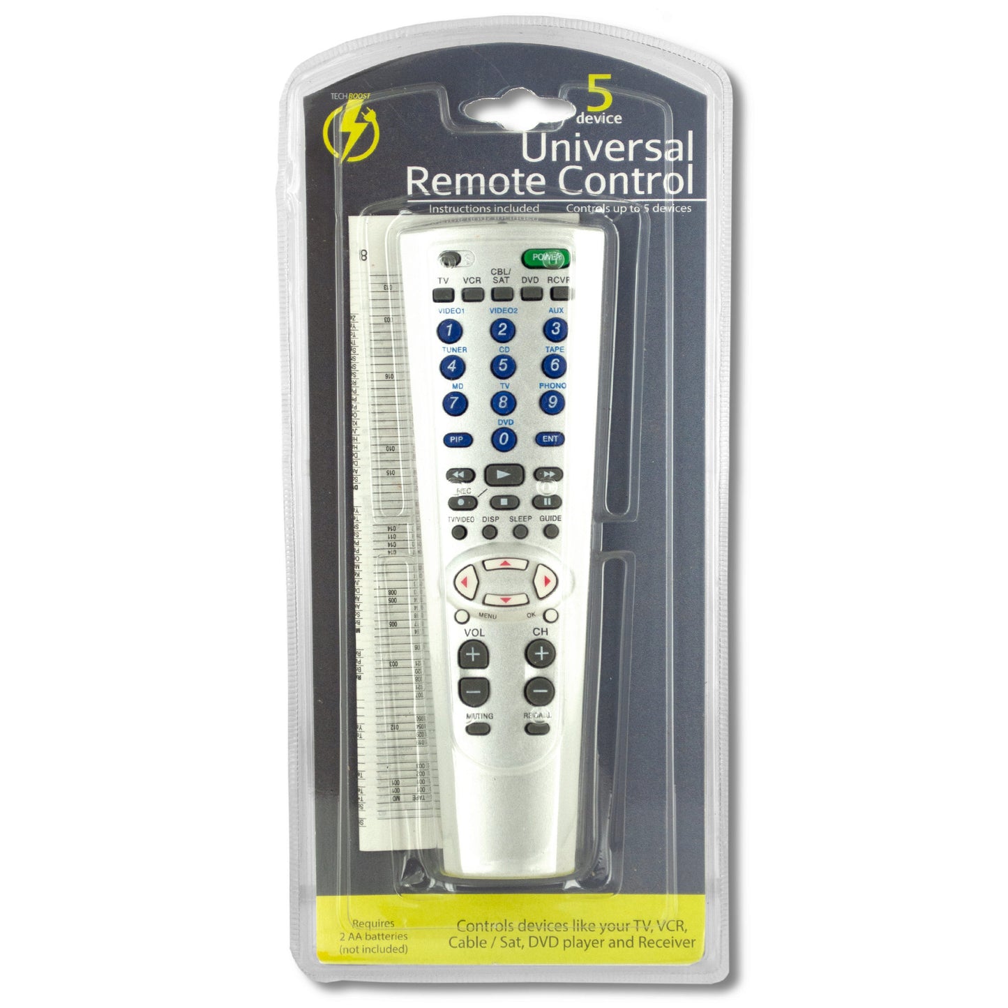 5 device universal remote control - -- 8 per box