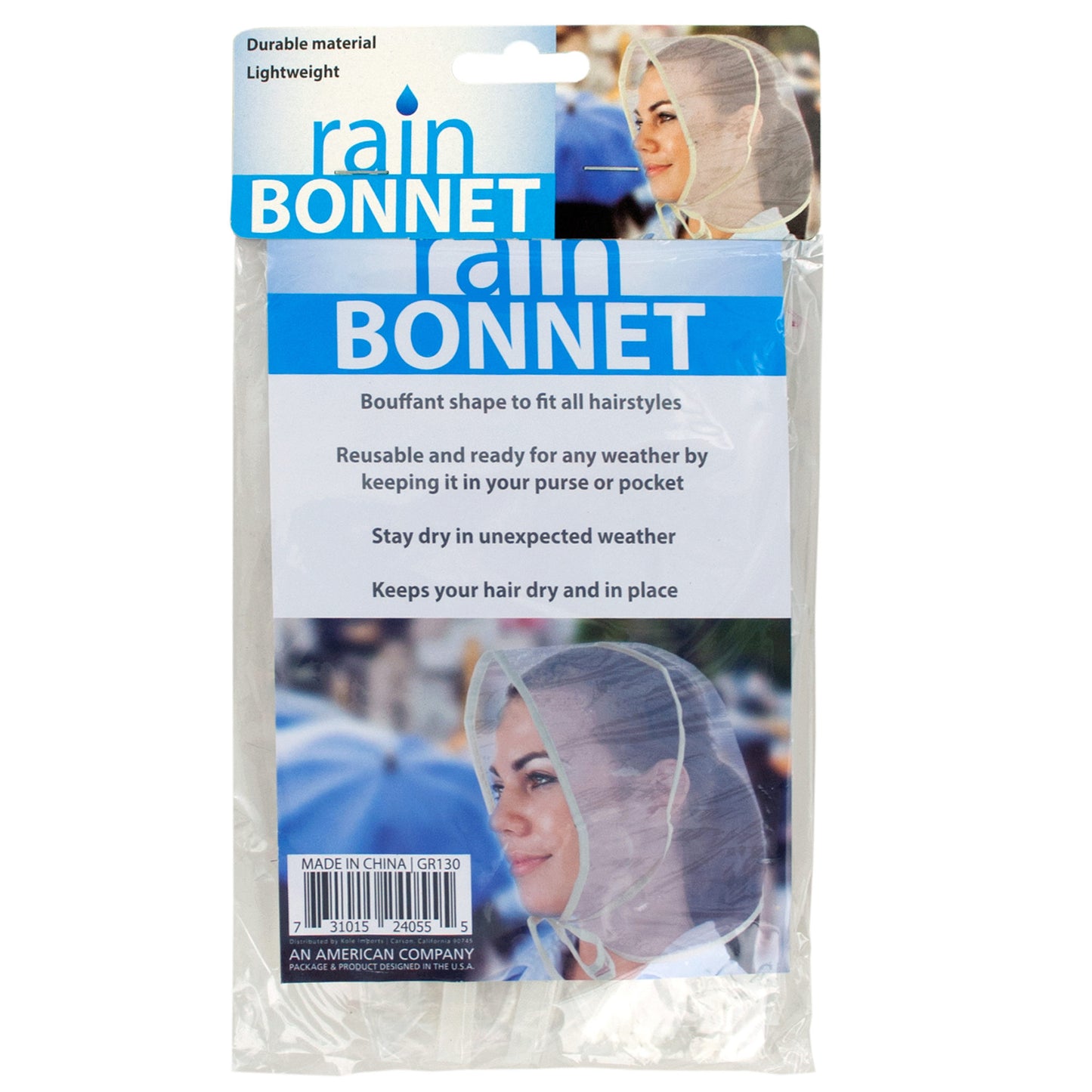 bouffant style rain bonnets -- 33 per box