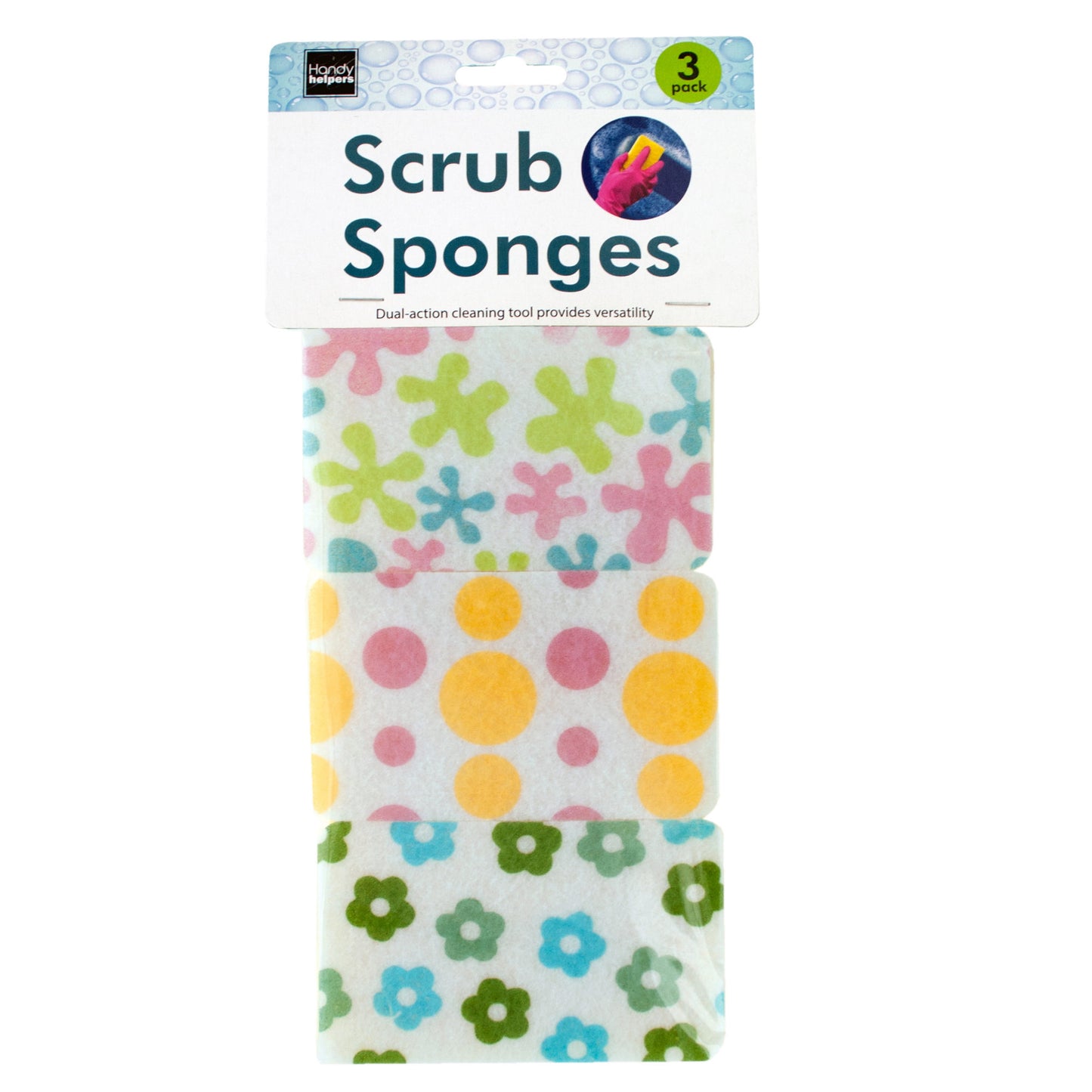 floral print multi-purpose scrub sponges -- 25 per box