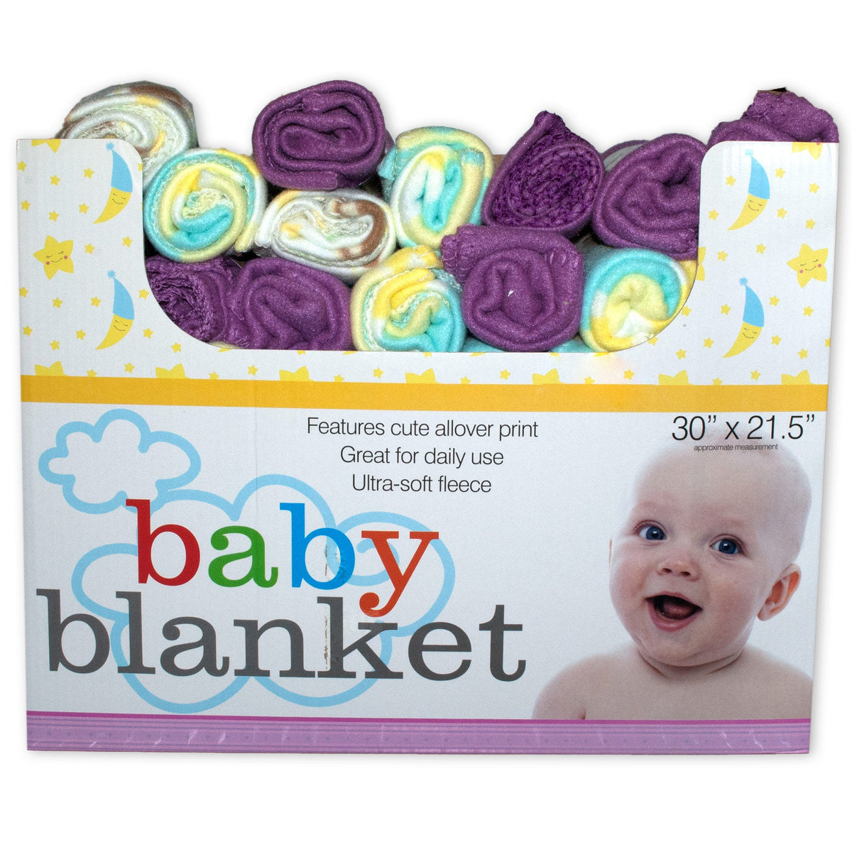 fleece baby blanket countertop display - bulk -- 17 per box