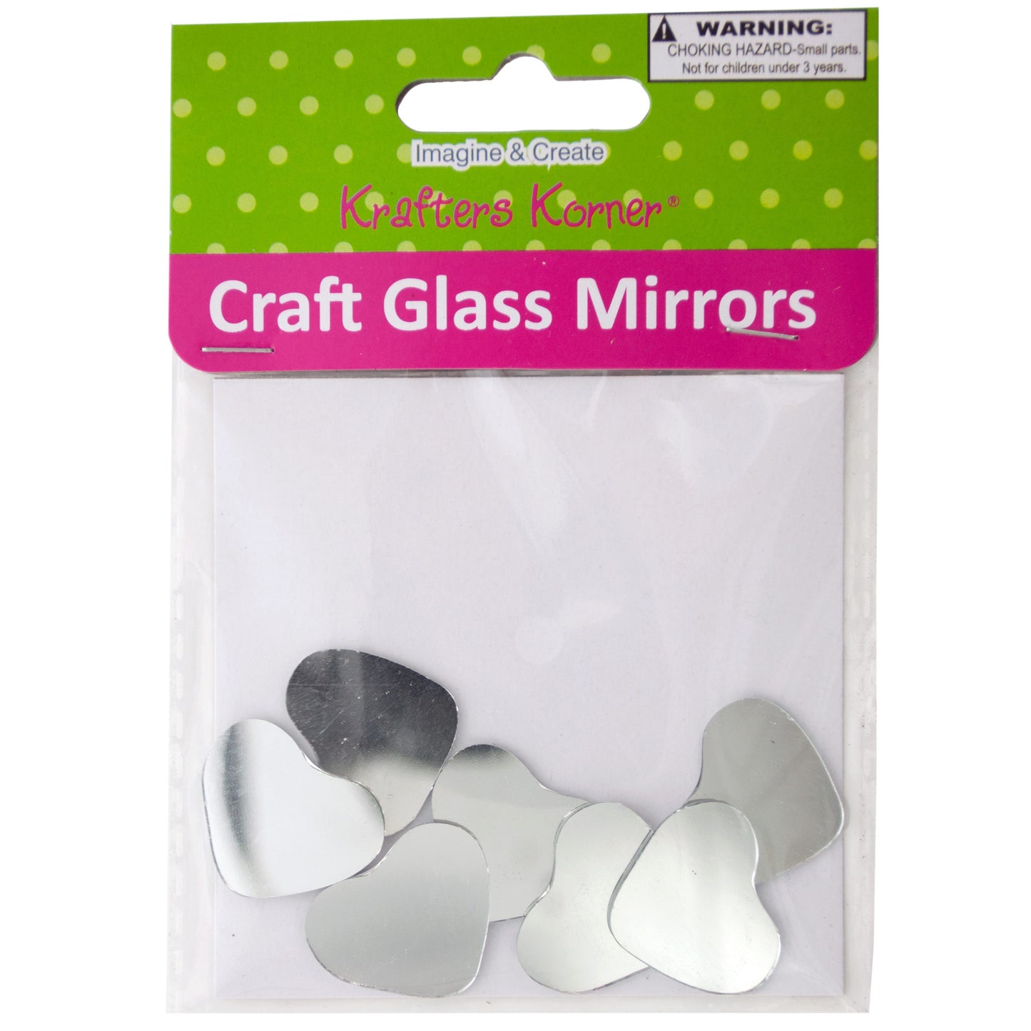 mini heart shape craft glass mirrors - -- 61 per box