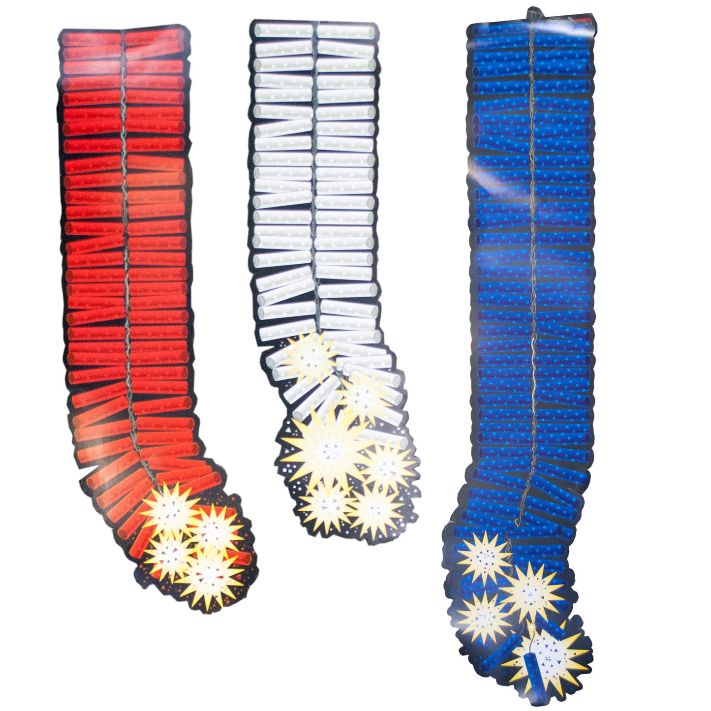 patriotic firecracker bursts hanging party decorations -- 60 per case